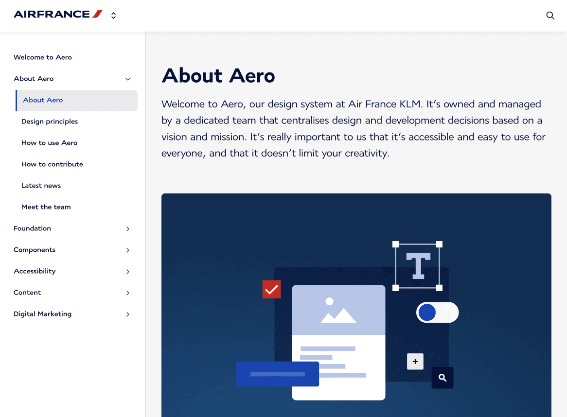 Aero Design System documentation preview