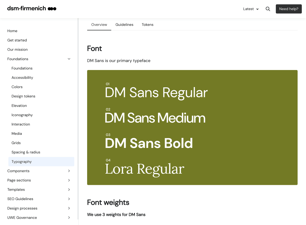 dsm-firmenich design system documentation preview