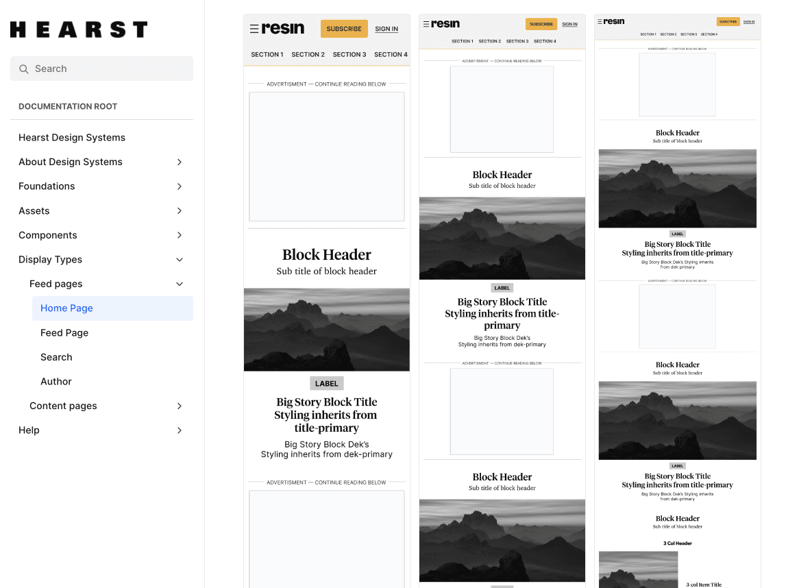 Hearst Design System documentation preview