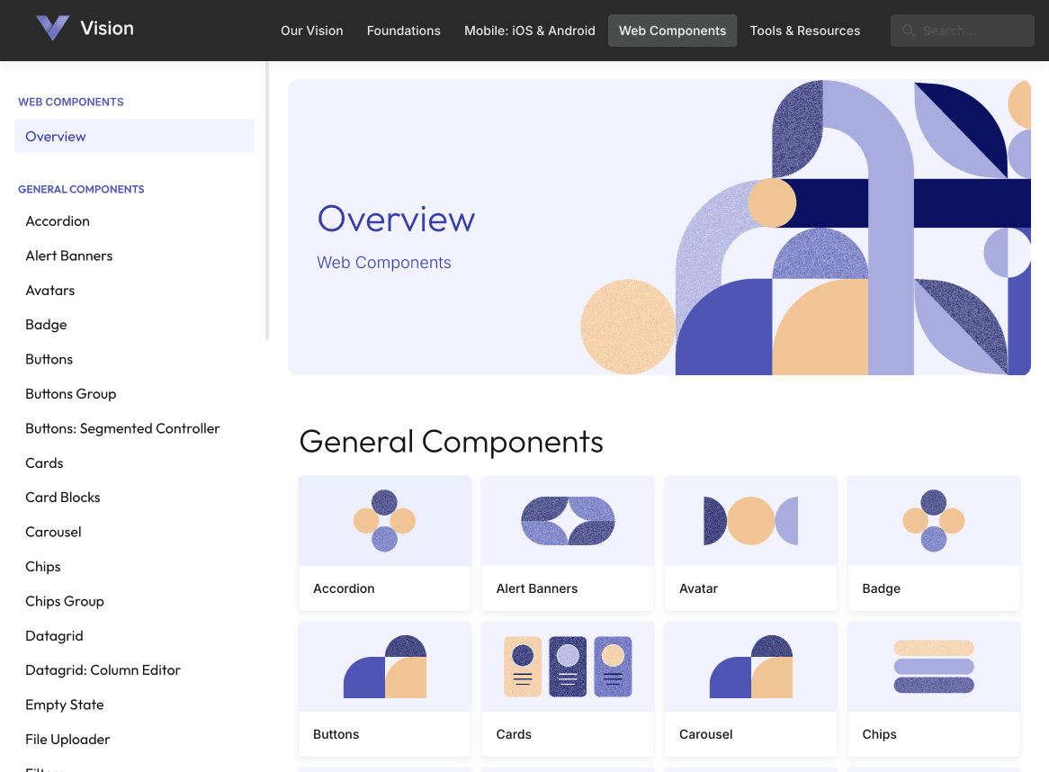 Vision Design System documentation preview