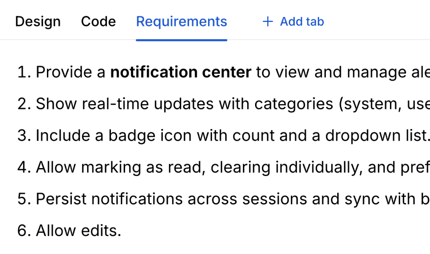 Tabs for better organization